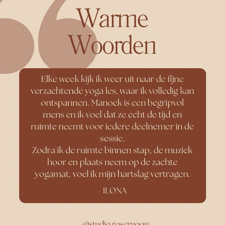 Warme woorden van Ilona over de verzachtende yogales bij Manoek